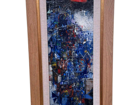 Louis James 1920-1996, Vertical Metropolis II, oil on board, signed lower...