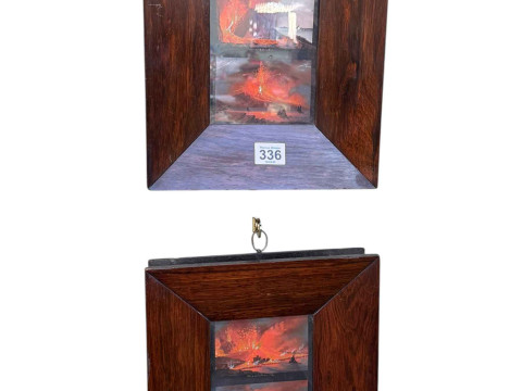 Pair of gouache sketches of the eruption of Mount Vesuvius, 1794, 1803,...