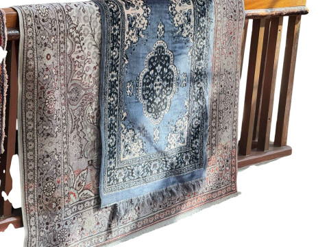 Kayseri hand made carpet, 2.40 by 1.50 and blue Persian design runner,...