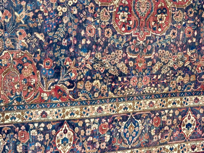 Hand knotted Persian Mashad carpet 3.62 by 2.63.