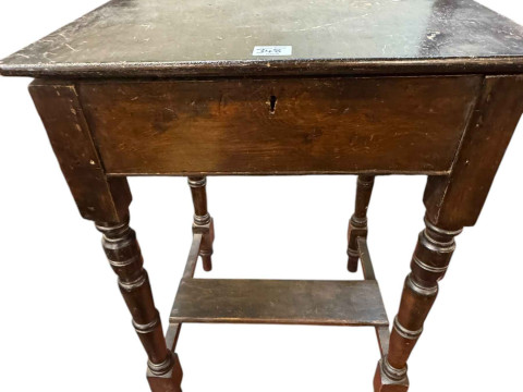 Mahogany astragal glazed corner cabinet and associated stand, pine carpenter's tool box, child's desk and bergere panelled back nursing chair (5). thumbnail