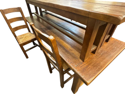 Continental rustic style eight piece dining suite comprising waterfall...