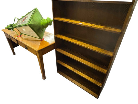 Treske five tier open bookcase and oak two drawer office table (2). thumbnail