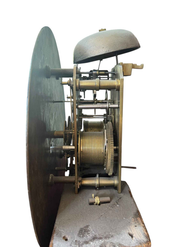 Antique mahogany 8day longcase clock having circular silvered dial, signed Sam Marks, Bridgend, 206cm.