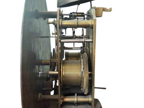 Antique mahogany 8day longcase clock having circular silvered dial, signed Sam Marks, Bridgend, 206cm. thumbnail