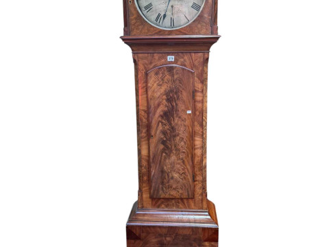 Antique mahogany 8day longcase clock having circular silvered dial, signed...