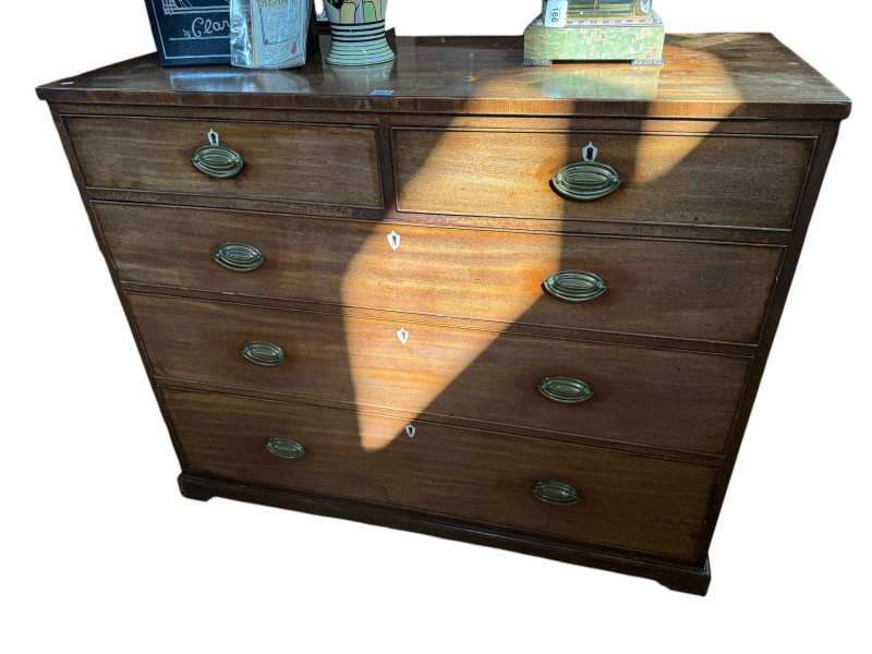 Victorian mahogany chest of two short above three long graduated drawers, 99.5cm by 123.5cm by 55.5cm.