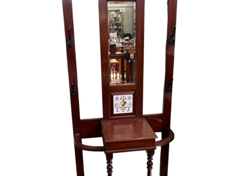 Victorian mahogany mirror backed hallstand with tiled panel, 206cm by...