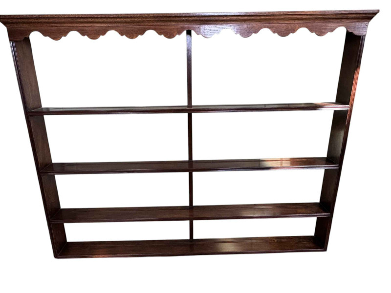 Oak four tier open delft rack, 122cm by 157cm by 16cm.