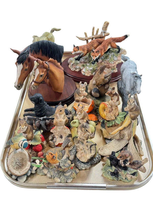 Collection of Border Fine Arts animal and bird ornaments including Duke & Duchess and Tranquility.