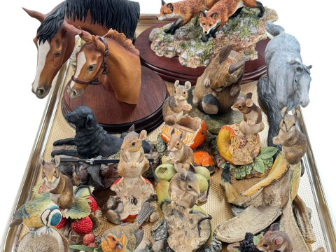 Collection of Border Fine Arts animal and bird ornaments including Duke...