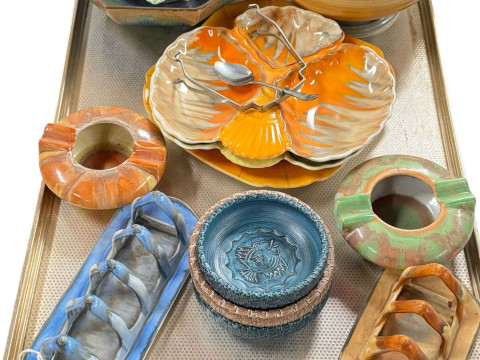 Collection of Shelley dishes, bowls, two ashtrays and two toast racks,...