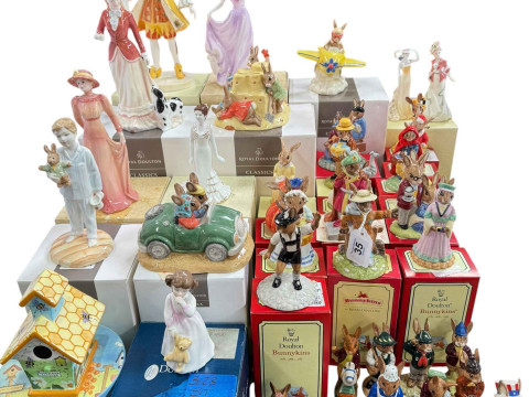 Collection of Coalport and Royal Doulton figurines, and a collection of...