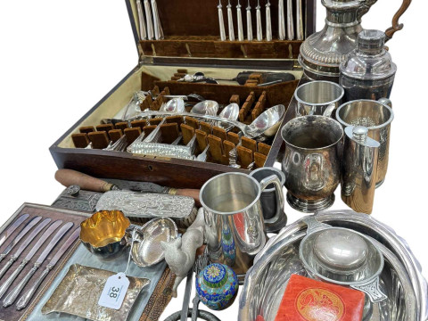 Part canteen of cutlery, collection of silver plate, set of six silver...