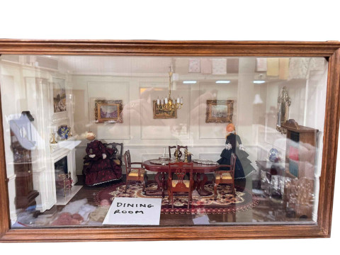 Two dolls houses 'The Queens Bedroom' and 'Dining Room'. thumbnail