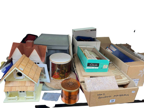 Full shelf of dolls house furnishings, accessories, decoration and fabrics, etc. thumbnail