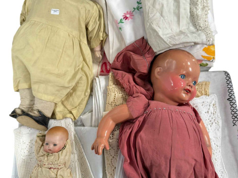 Armand Marseille bisque head doll and two other dolls, and a collection...
