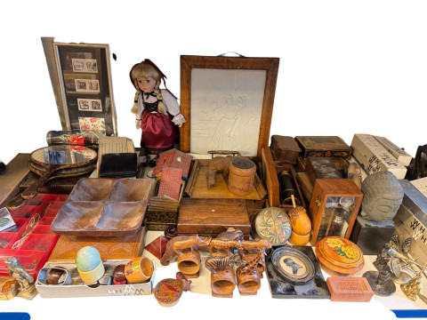 Collection of silver plate, cutlery, metalwares, three vintage telephone, treen ,etc. thumbnail