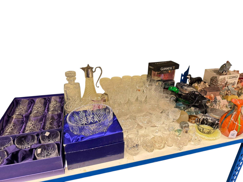 Lilliput Lane and other cottages, Edinburgh Crystal and other glassware including paperweights, etc.