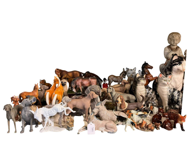 Large collection of animal ornaments, figures, china posies, etc.
