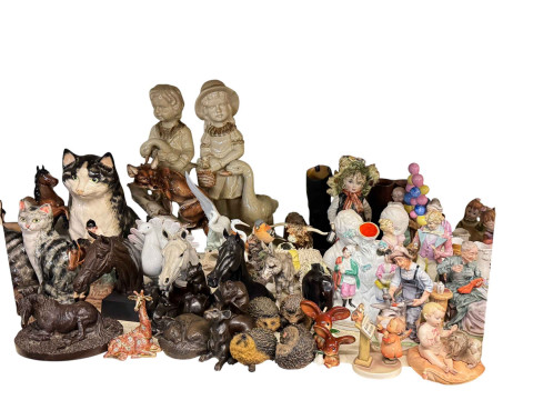 Large collection of animal ornaments, figures, china posies, etc. thumbnail