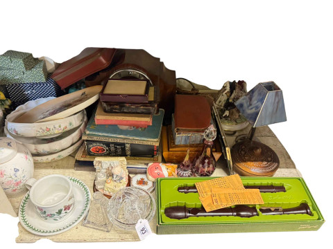 Collection of Aynsley and other china, dressing table wares, lamps, Dulmetsch recorder, etc. thumbnail