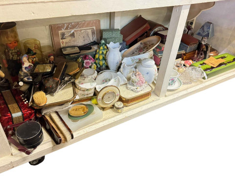 Collection of Aynsley and other china, dressing table wares, lamps, Dulmetsch...
