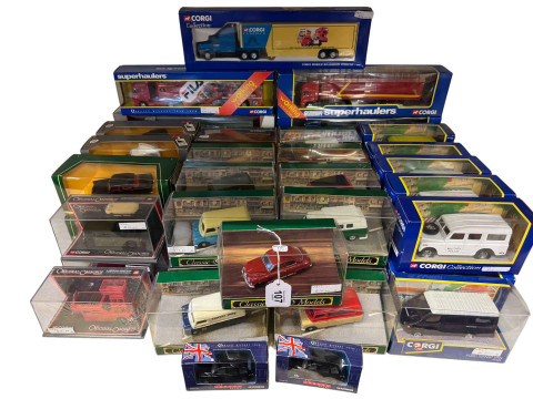 Collection of Corgi model vehicles including Super Haulers, classic models,...