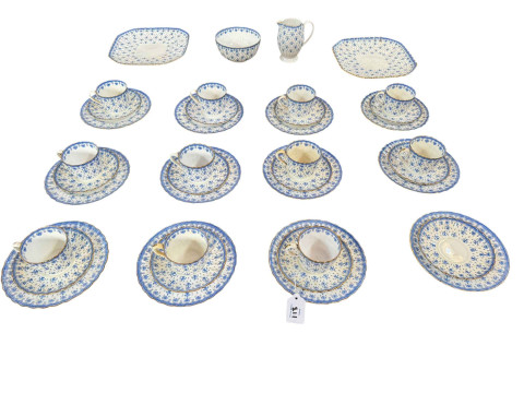 Copeland Spode Fleur de Lys blue 39 piece part tea service.