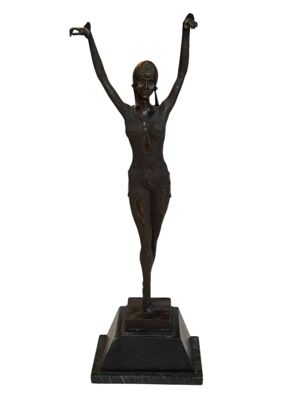 After Leonard, bronze dancer, 64cm.