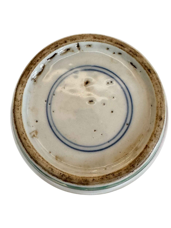 Chinese vase with iron red figure, double blue circle mark to base, 22cm.
