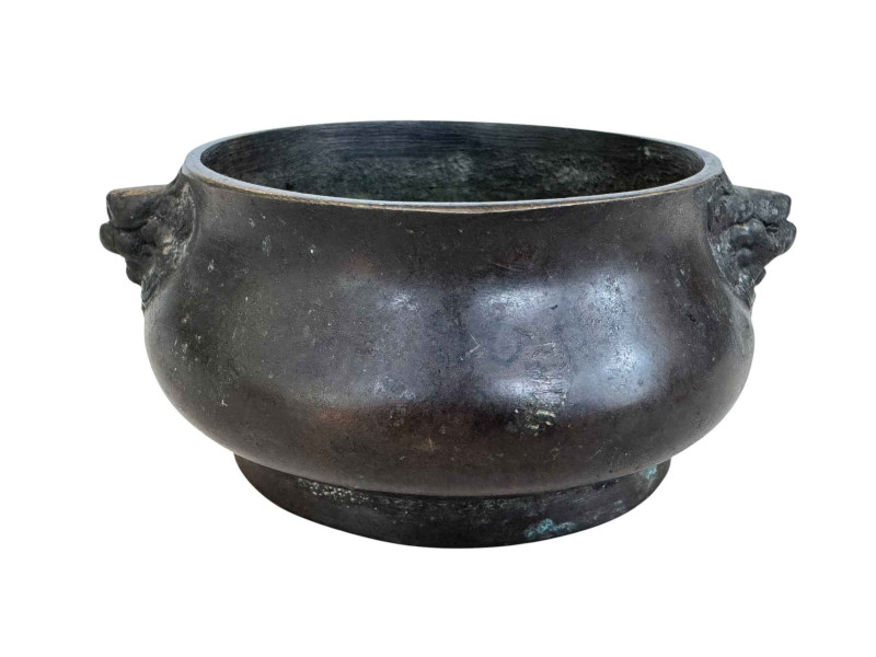 Chinese bronze censor, marks to base, 12cm across.
