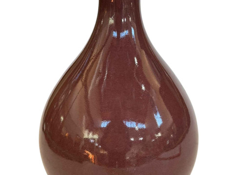 Large Chinese copper red glazed ovoid vase with blue seal mark to base,...