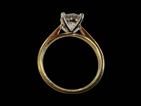 18 carat yellow and white gold claw set solitaire diamond ring, diamond 1.54 carats, size N. thumbnail
