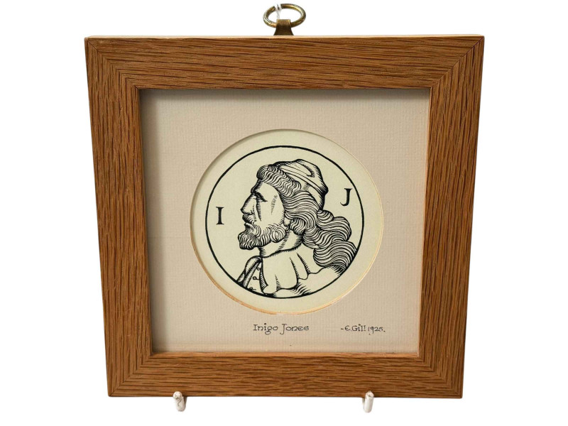 Eric Gill lithograph of Indigo Jones, framed, 16cm square.