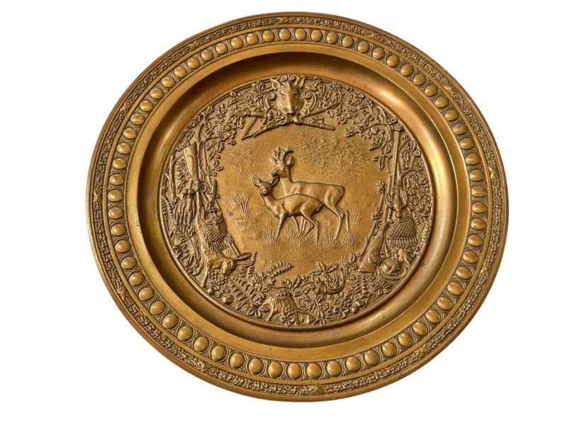 Bronze 'Deer Family' limited edition plaque, 23cm diameter.