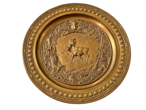 Bronze 'Deer Family' limited edition plaque, 23cm diameter.