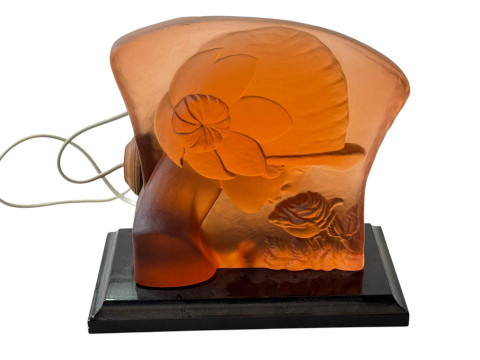 Italian Art Deco style frosted glass lady table lamp, 24.5cm.