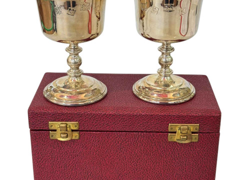 Pair of The Barker Ellis YORK MINSTER GOBLET, boxed and with limited edition...