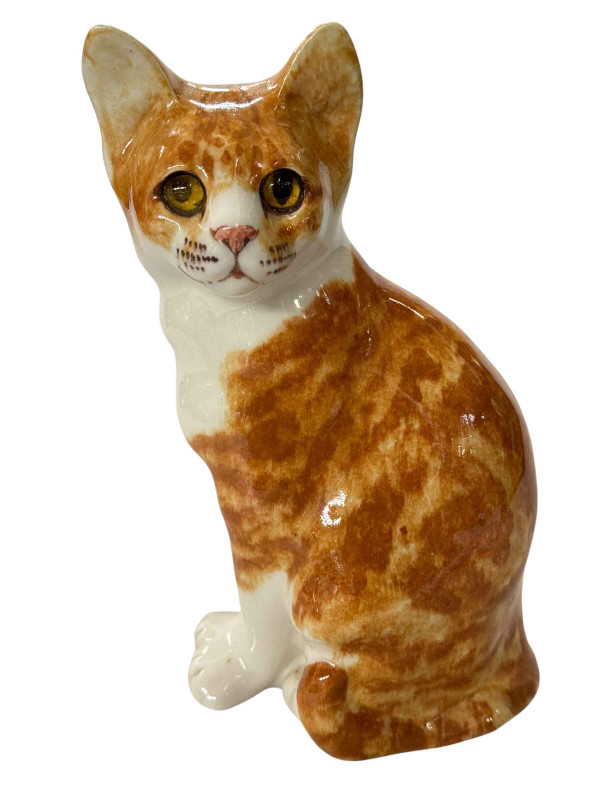 Large Winstanley ginger seated cat, signed, size 6, 31cm.