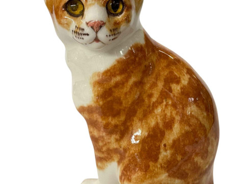 Large Winstanley ginger seated cat, signed, size 6, 31cm.
