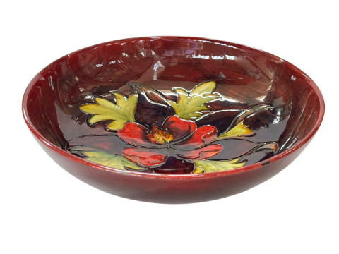 Moorcroft flambé hibiscus pattern bowl, signature and impressed marks,...