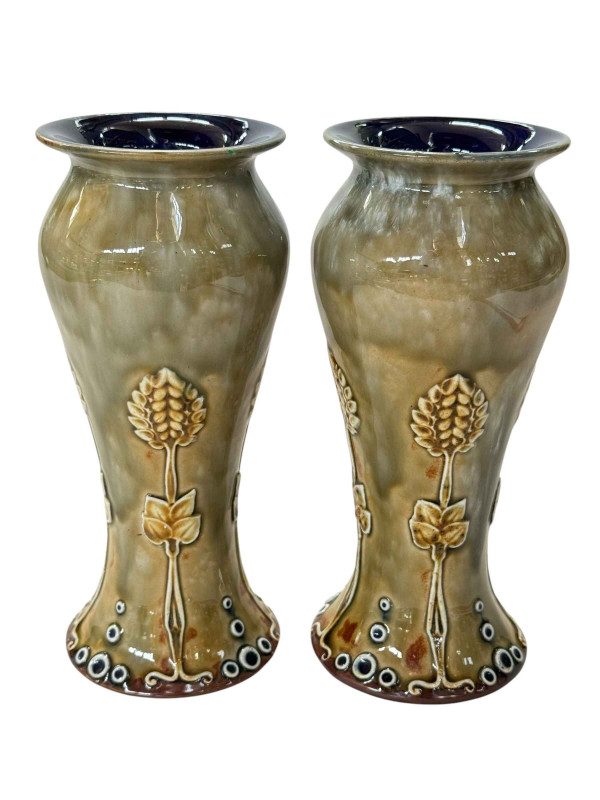 Pair Royal Doulton stoneware baluster vases, 19cm.