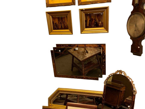 Collection of pictures and mirrors including pair of chrystoleums.