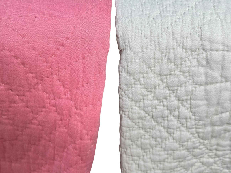 Five assorted quilts, bed cover and two matching cushion covers.
