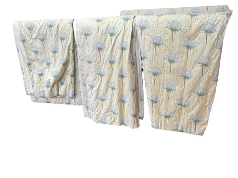 Three pairs of good quality embroidered curtains with pelmets and blind,...