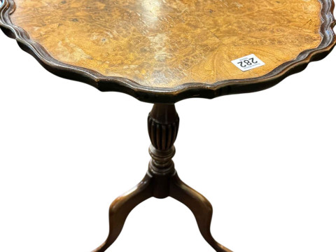 Chinese hardwood and bone inlaid occasional table and walnut wine table. thumbnail