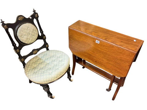 Victorian ebonised nursing chair, a mahogany drop leaf Sutherland table,...