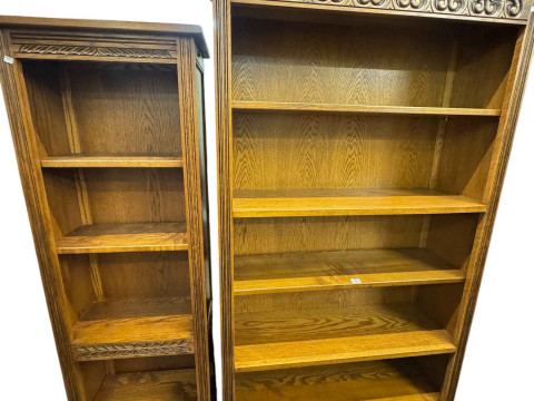 Two oak Old Charm bookshelves.