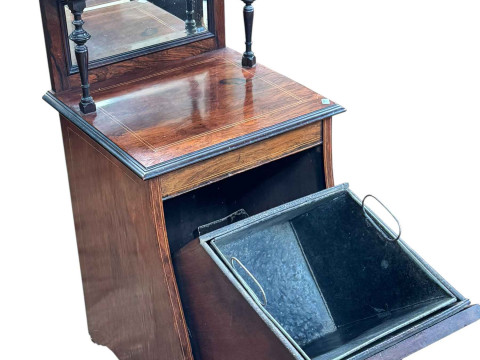 Victorian inlaid rosewood purdonium, 41cm wide, 85cm high. thumbnail
